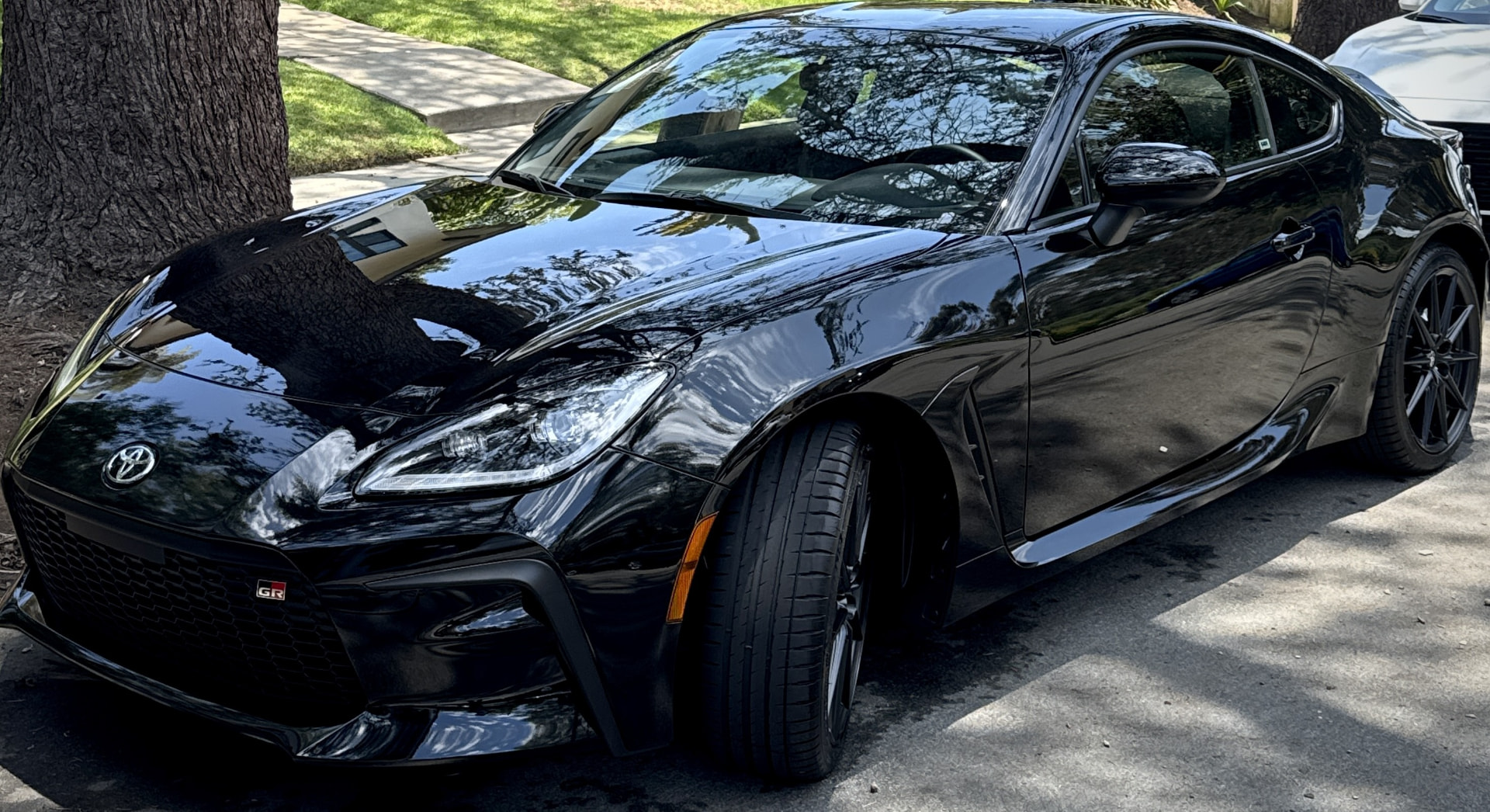 Detailed black Toyota GR86 after a full detail in San Diego